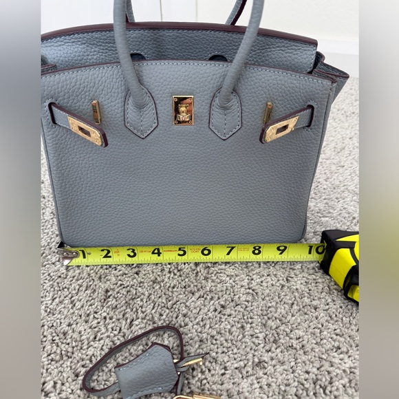 Inspired B bag - size 20 - in a beautiful blue/grayish color - genuine leather - Picture 8 of 15